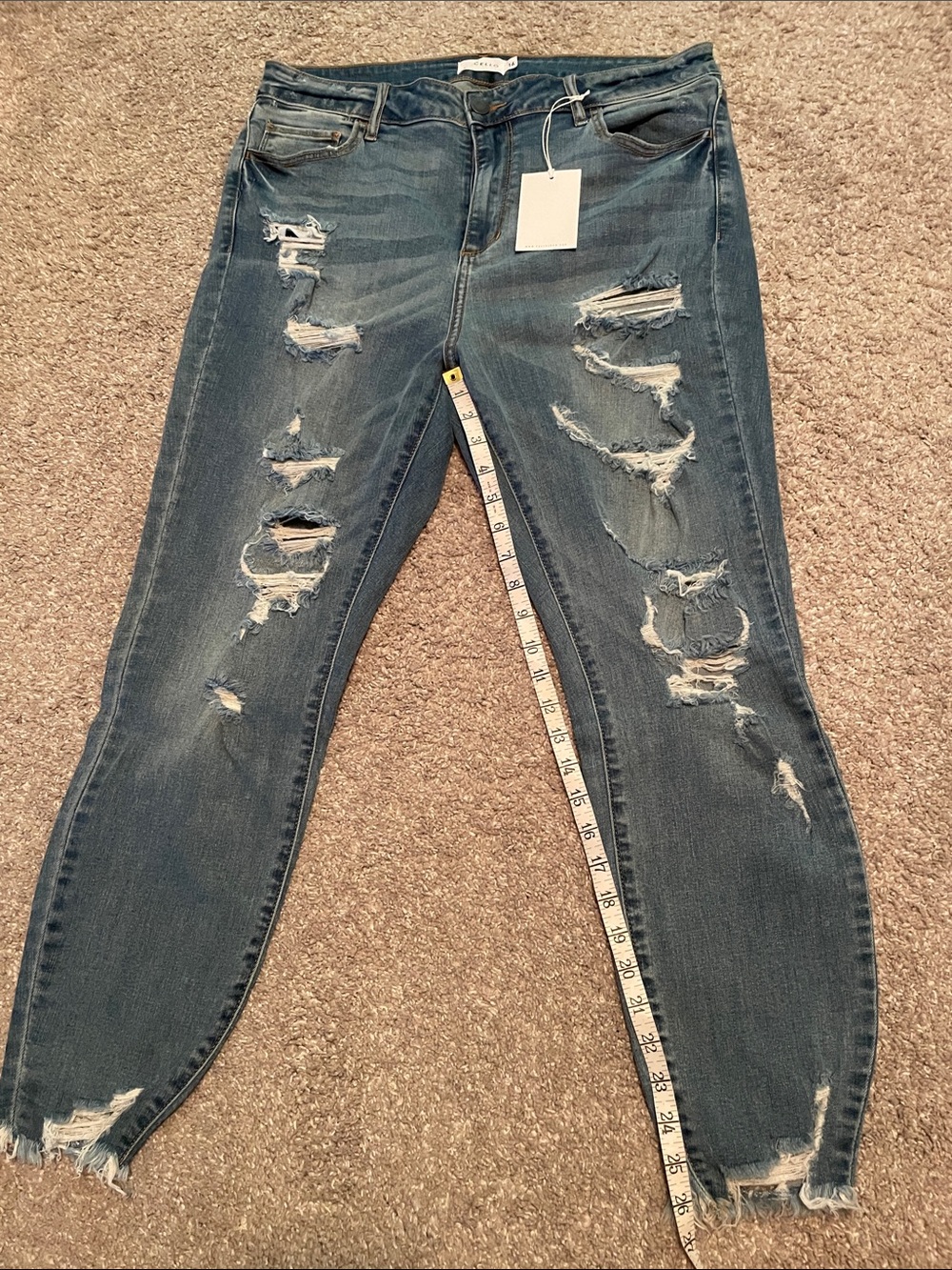 Cello Distressed Straight Leg Jeans in Medium Blue, 16 - Picture 6 of 7